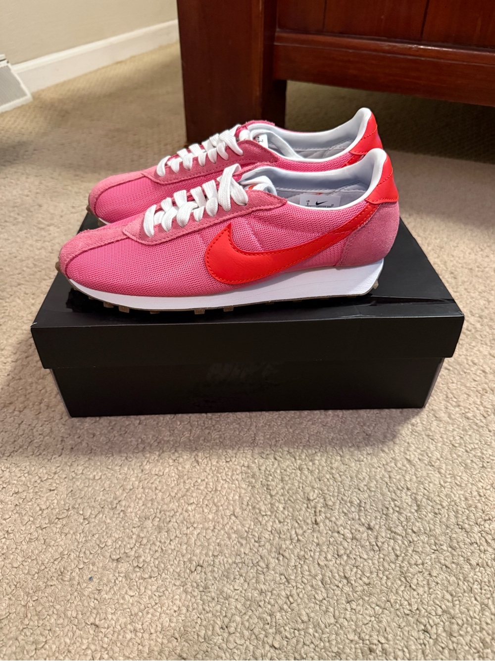 Nike Women's Pink and Red Retro Runner Sneakers